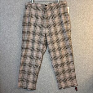 Heather's Closet Women's XL Plaid Dress Pants Pink Black Cropped High Rise NWT